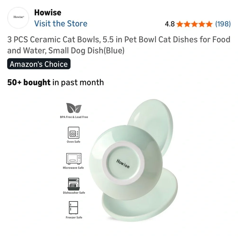 New in box - set of three ceramic serving bowls for cats - or people!
